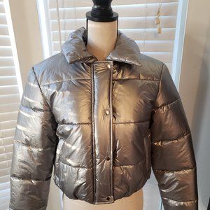 Silver Crop Puffer Jacket